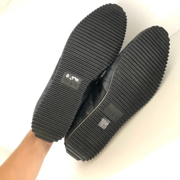 NEW Coach Leather gold Logo Shoes / Sneakers size 10 black laces - Picture 5 of 6